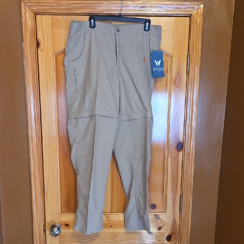 Women's 1X Khaki Convertible Hiking Pant To Shorts White Sierra NWT $60